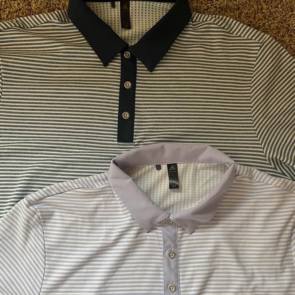 ADIDAS GOLF HEAT.RDY 2 - Striped Short Sleeve Polo Men’s Large great condition!